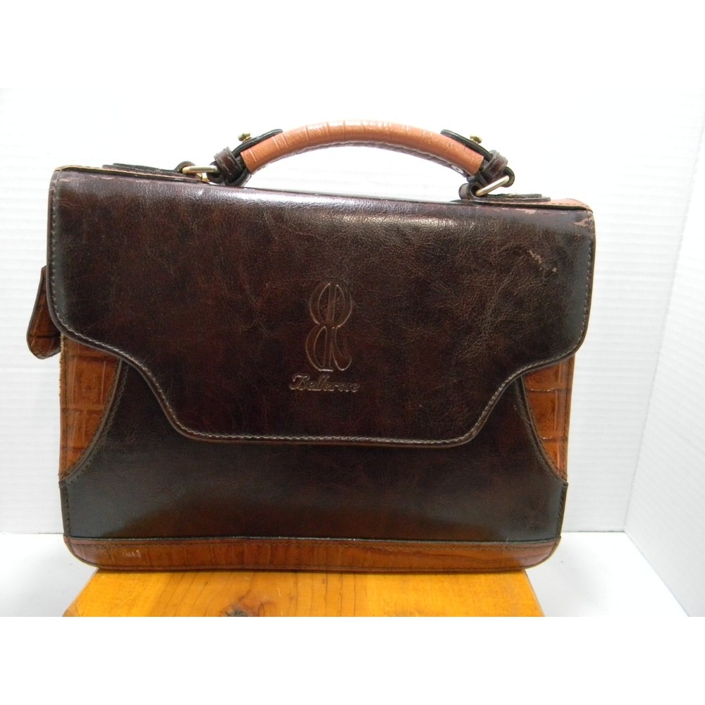 Vintage Bellerose Brown Briefcase Attache Organizer Portfolio Top Handle Bag